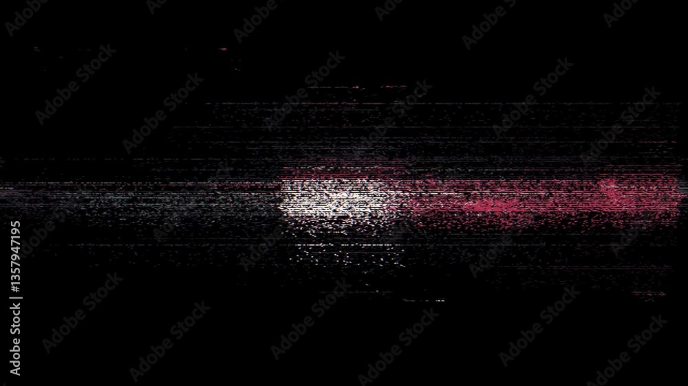 Poster digital glitch noise animation. black background. pixel vhs distortion effect. vcr tape. glitch art.