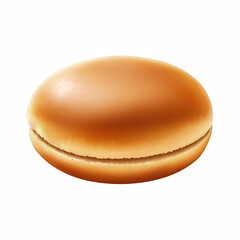 Realistic golden brown burger bun with fluffy soft texture and clean center cut, empty sandwich bread for gourmet or fast food use, isolated on transparent background.