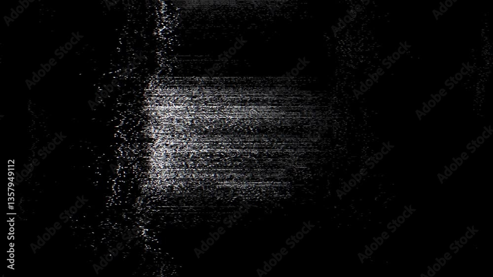 Poster digital glitch noise animation. black background. pixel vhs distortion effect. vcr tape. glitch art.