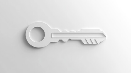 Minimalist Key Design on White Background for Security and Access Concepts