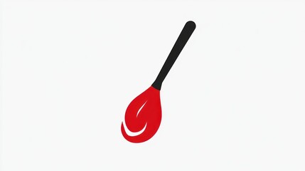 Minimalist Red and Black Cooking Spoon Icon for Culinary Design