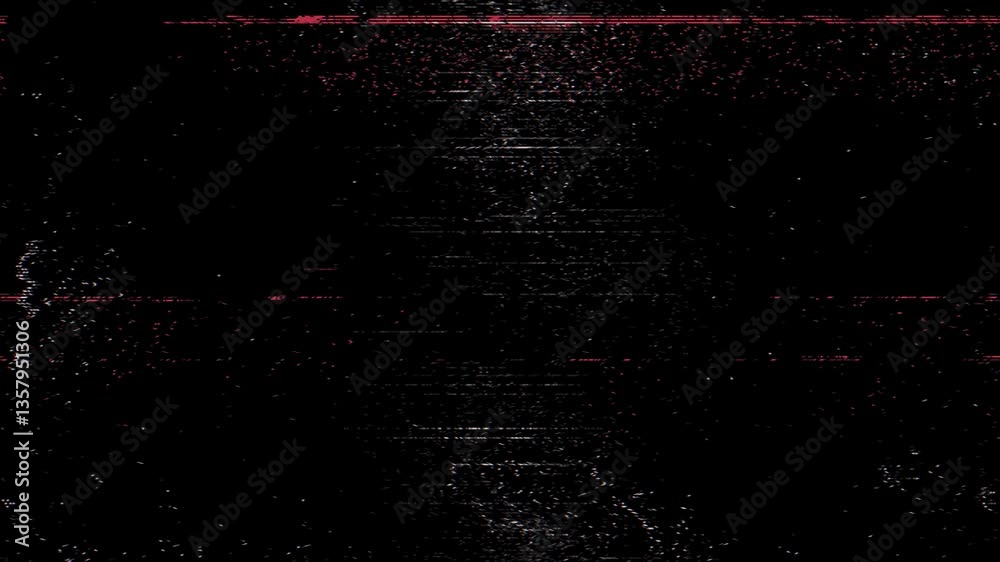 Poster digital glitch noise animation. black background. pixel vhs distortion effect. vcr tape. glitch art.