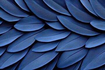 Deep Blue Avian Feathers Arranged In Overlapping Rows