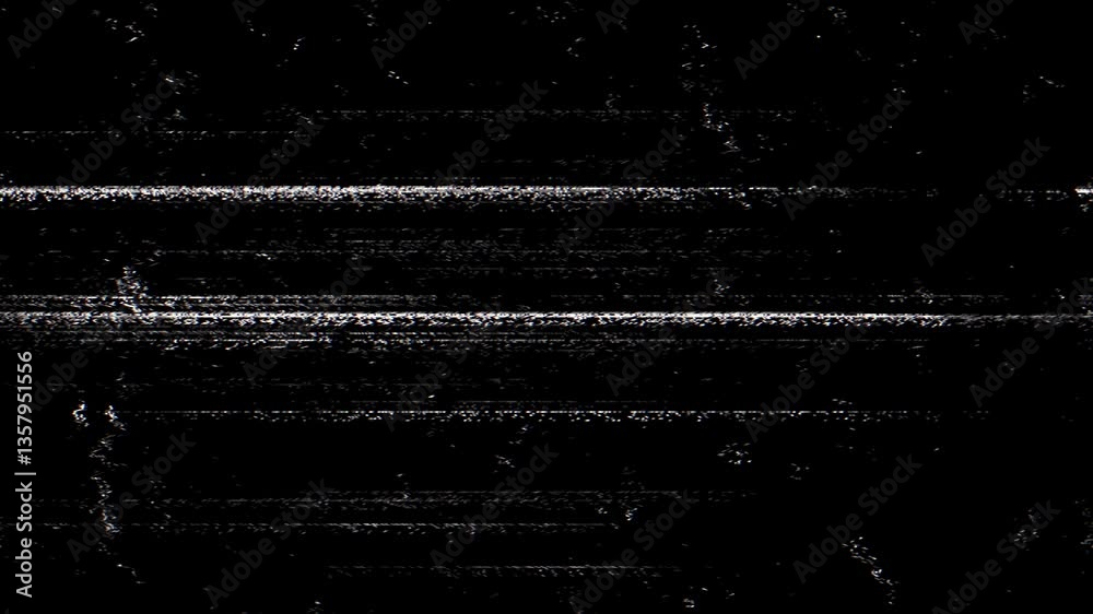 Poster digital glitch noise animation. black background. pixel vhs distortion effect. vcr tape. glitch art.