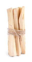 Bunch of palo santo sticks on white background