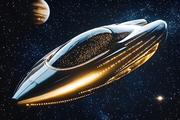 Exploration Starship: A Journey Through the Cosmos with Future Technologies and Celestial Wonders