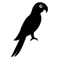 macaw bird black silhouette vector, Simple silhouette Design vector icon with white background. Wild bird