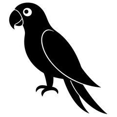 macaw bird black silhouette vector, Simple silhouette Design vector icon with white background. Wild bird