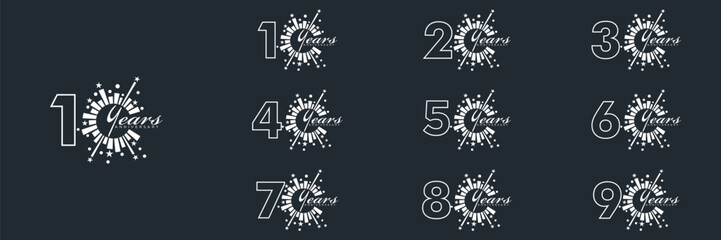 collection numbers Anniversary logo set icon vector design