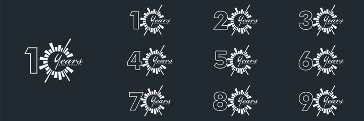 collection numbers Anniversary logo set icon vector design