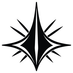 Abstract Starburst Tattoo Vector – Black Sharp-Edged Geometric Silhouette Symbol with Symmetrical Spikes for Tribal Designs, Fantasy Art, Logos, or Decorative Branding