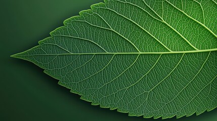 Obraz premium Detailed Close Up Of A Single Green Leaf Vein Structure