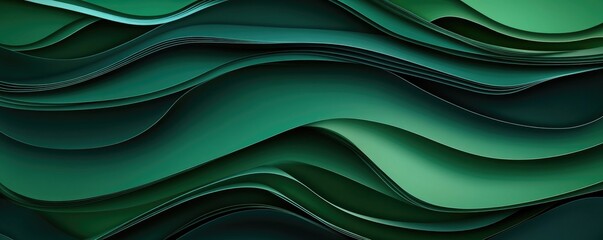 Obraz premium Green abstract paper carved background.Paper art style of nature concept design. Abstract green wavy shapes background, abstract blue wallpaper background, abstract smooth waves pattern background. MZ