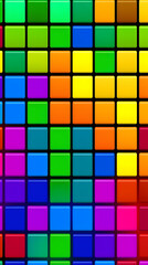 Colorful grid pattern featuring bright squares arranged in an abstract design with a vibrant spectrum of colors and varying shades