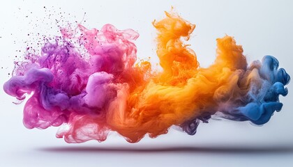 Vibrant purple, orange, and blue ink swirls blend beautifully. Ideal for designs needing abstract, colorful backgrounds.