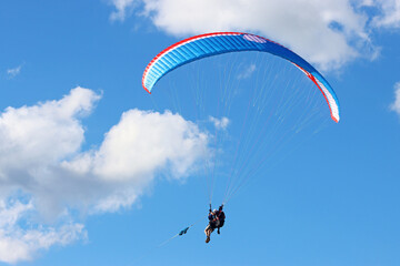 Paraglider being towed by a winch	