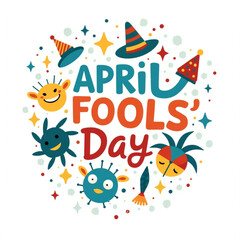 Fototapeta premium Vector Flat april fools day text and icon design. illustration isolated on white background. April fools` day concept.