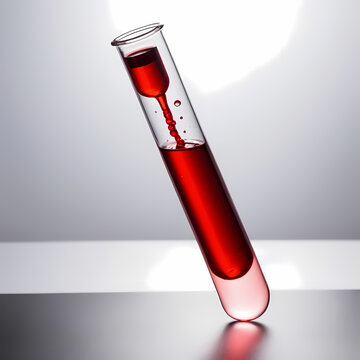 Test tube filled red liquid is made transparent Testing for diss 