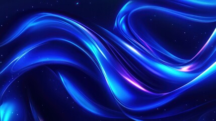Abstract flowing blue liquid swirls in dark space