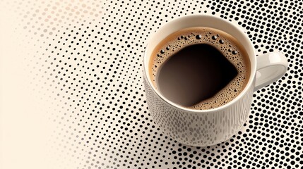 Coffee cup on dotted background