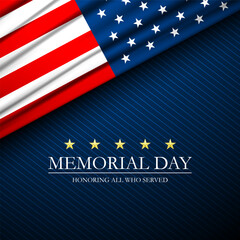 Memorial day background design with Honoring all who served text  