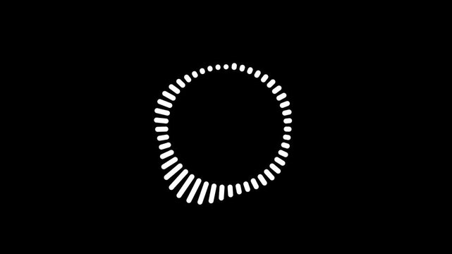 Minimalist circle ring sound wave animation on a black background, Audio wave animated