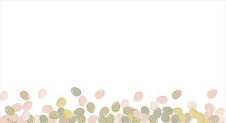Happy Easter Banner. Pattern of eggs, flowers and twigs. For card, banner, poster, flyer, and web. Spring Festival Vector