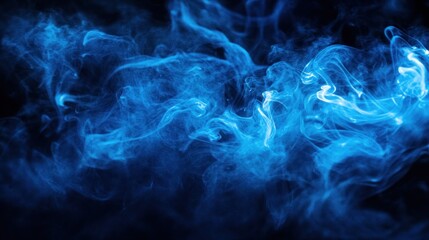 Obraz premium Abstract Blue Smoke Swirling in Dark Background