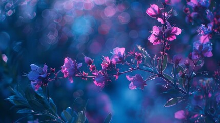 Dreamy Azalea Blossoms: Moody Floral With Bokeh Lights, Purple Pink Spring Flowers