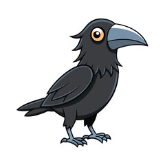 Cartoon Raven - Digital Illustration of a Black Crow