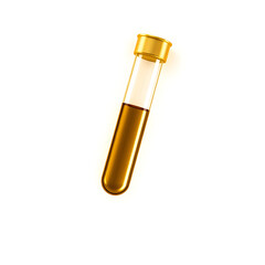 Test tube gold metal icon on white background. Generative AI