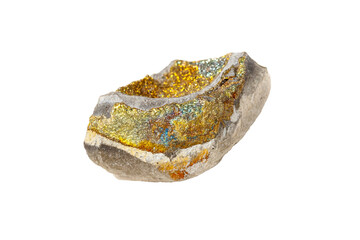 Pyrite rainbow mineral stone on a white background close-up