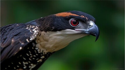 Fototapeta premium Close-up of a raptorial bird, showcasing intricate plumage patterns and sharp features