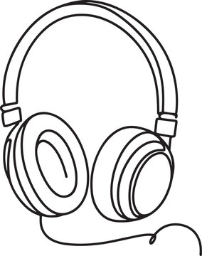 black line art headphones clip art preview