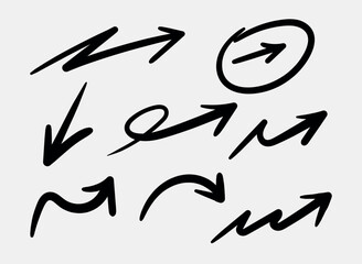 Set of black arrows in vector