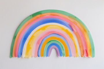 Obraz premium Playful Watercolor Rainbow on a Clean White Background