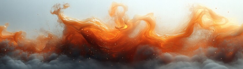 an artistic abstract orange smoke flows through the water creating a dynamic and engaging visual, and its orange hues add a touch of vibrancy and energy