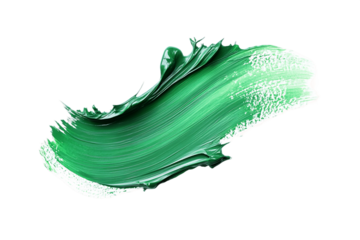 Abstract Green Paint Stroke on Transparent Background, PNG