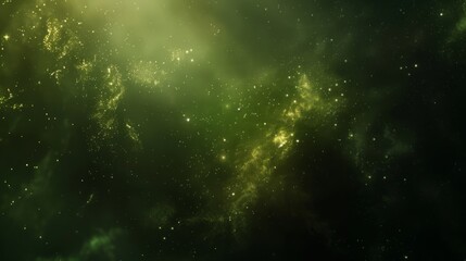 Fototapeta premium Abstract Green Galaxy: Space Background, Nebula, Cosmic Dust, Sparkling Stars, Universe Concept, Modern Wallpaper, Fantasy Backdrop
