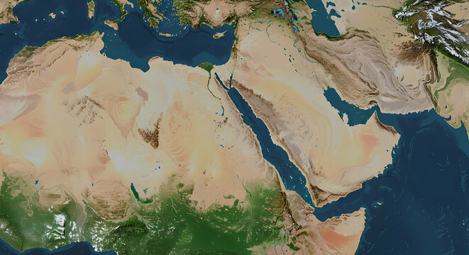 Satellite Image Of Middle East And North Africa