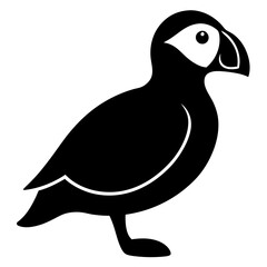 puffin bird black silhouette vector, Simple silhouette Design vector icon with white background. Wild bird