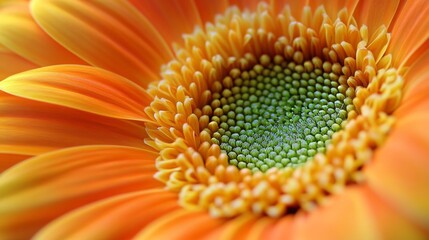 A close-up of a vibrant flower with a green center and yellow petals