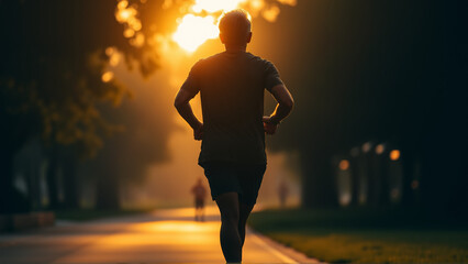 Fototapeta premium Portrait of a middle-aged man during a morning jog