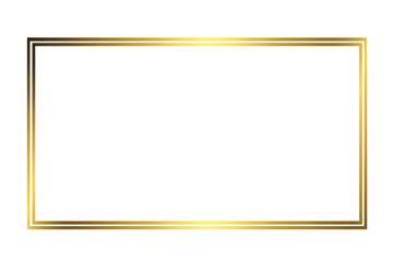 Golden rectangle frame isolated on transparent background. Shining gold border. Luxury blank border frame design. Creative mock up, template, banner, for text, design and decoration. Cut-out, PNG 