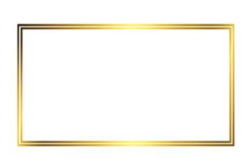 Golden rectangle frame isolated on transparent background. Shining gold border. Luxury blank border frame design. Creative mock up, template, banner, for text, design and decoration. Cut-out, PNG 