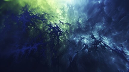 Fototapeta premium Abstract Green-Blue Nebula Texture Background, Cosmic Cloud Design