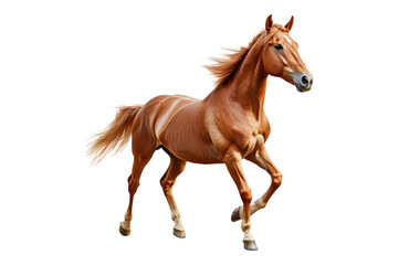 Powerful Chestnut Horse Galloping in Dynamic Action Pose