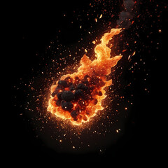 Fire embers particles over a black background. Fire sparks background 
