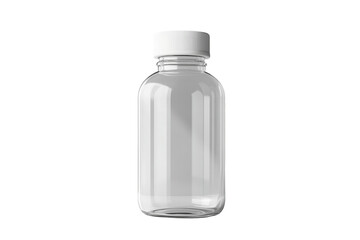 Clear Plastic Bottle with White Cap on Transparent Background, PNG