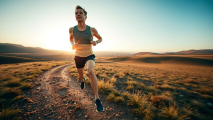 Portrait of a middle-aged man during a morning jog